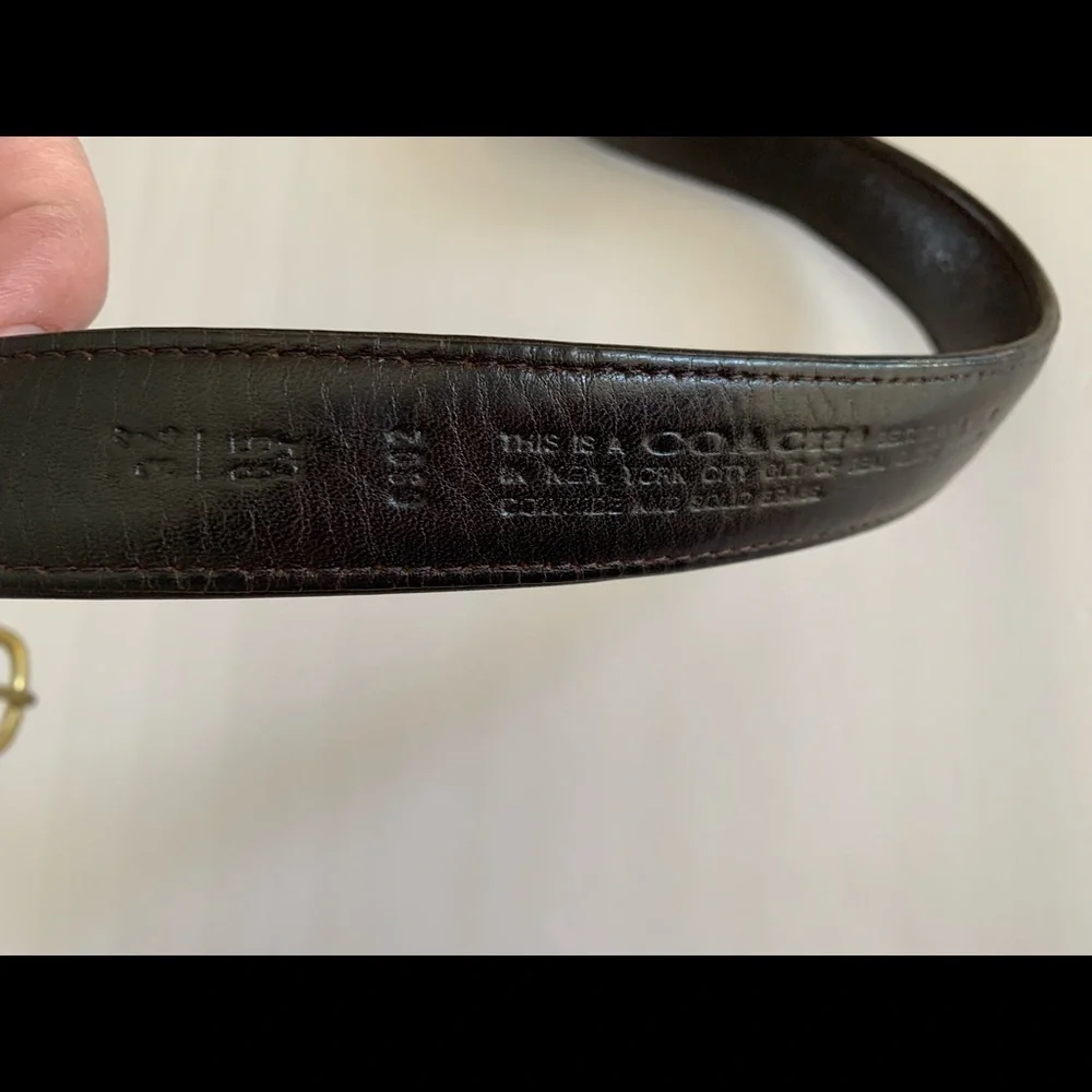 Mens dark brown‎ coach leather belt